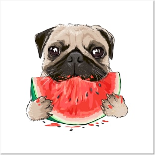 Pug Watermelon Posters and Art